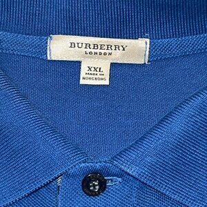 Quiet Lux Preppy British Burberry Blue Short-sleeved Polo Shirt Men's size XXL